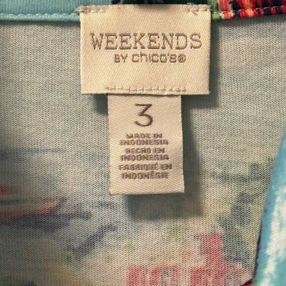 Chicos Weekends Zippered Jacket Size XL Polyester Boating Scene Print - Picture 3 of 11